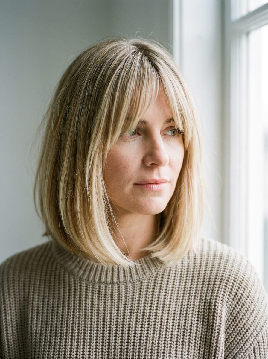Balayage Bob mit Curtain Bangs - Balayage Bob